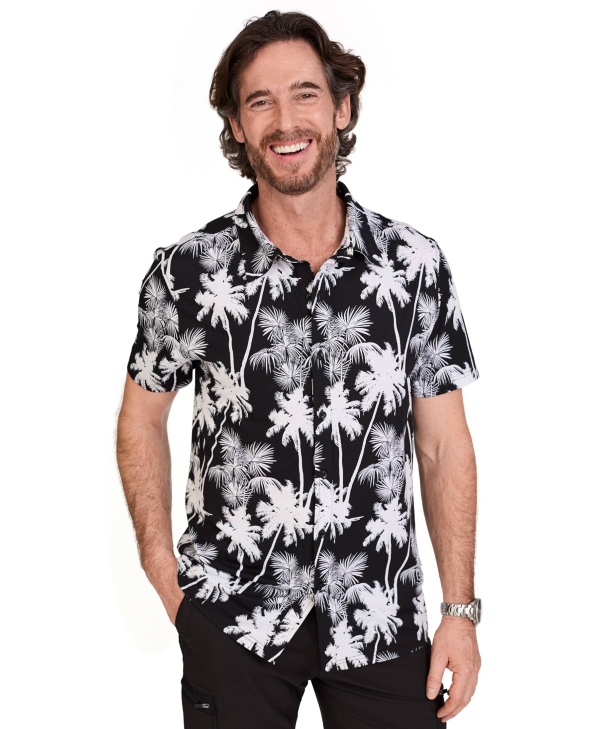 Men's Palm Beach Short Sleeve Button Up Shirt - Tap shoe palms