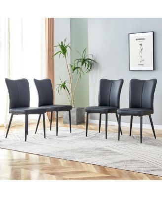   Set of 4   PU Leather Upholstery, Metal Legs  modern Design, Armless   Dining Chairs