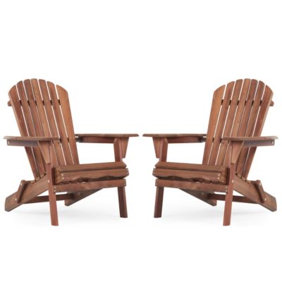 Streamdale Outdoor Folding Adirondack Chair Set - 2 Wood Lounge Chairs