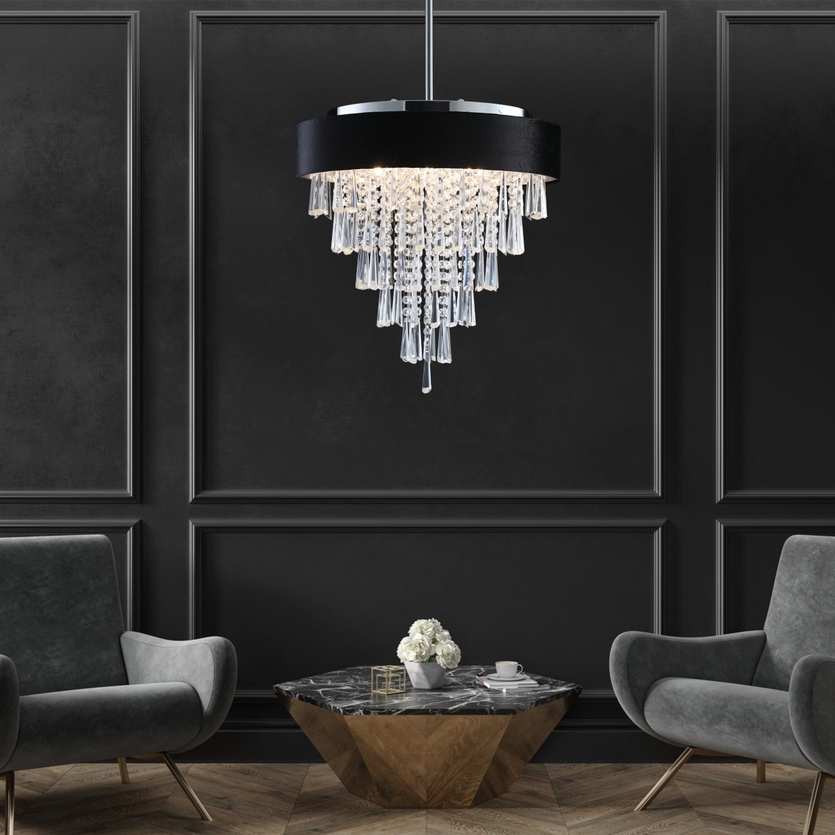 Streamdale Furniture Modern Crystal Chandelier For Living-Room Round Cristal Lamp Luxury Home Decor Light Fixture