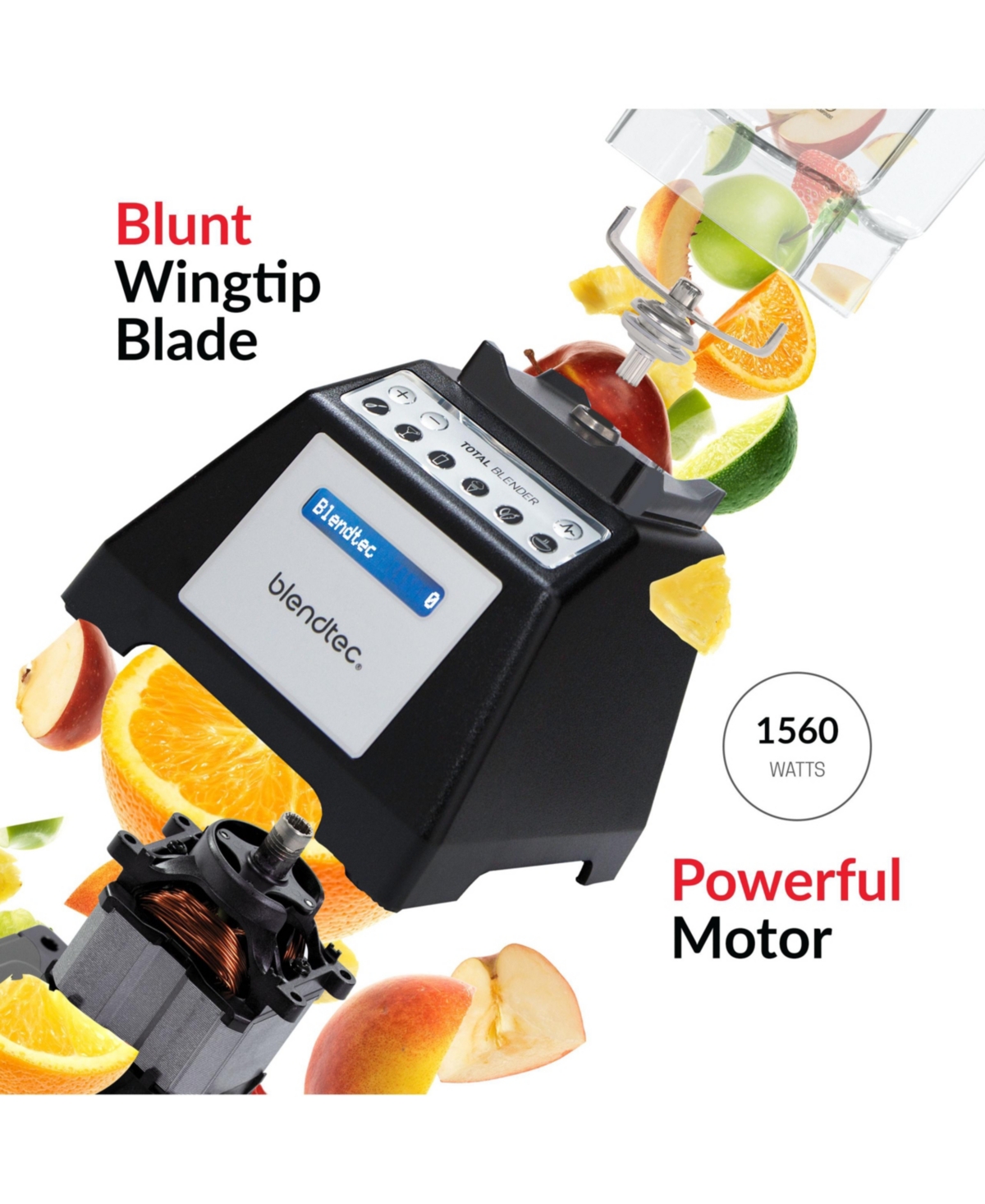 Blendtec Total Classic Original Blender - WildSide+ Jar and Go Travel Bottle (34 oz) Bundle - Professional-Grade Power - 6 Pre-programmed Cycles