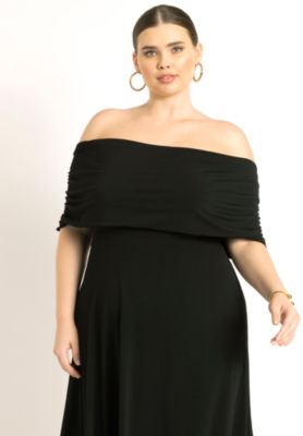 Plus Size Off The Shoulder Long Sleeve Dress.