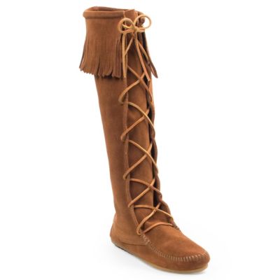 Women's Suede Front Lace Knee High Boots