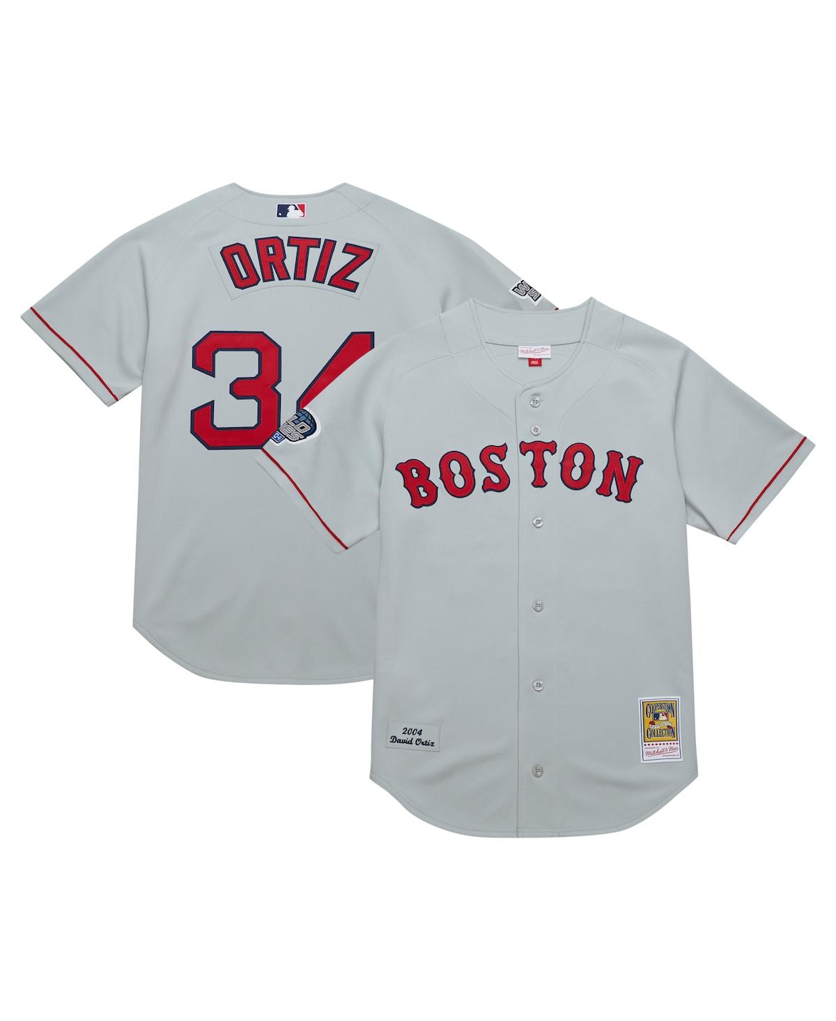 Mitchell Ness Men's David Ortiz Gray Boston Red Sox 2004 Cooperstown Collection Authentic Throwback Jersey - Gray