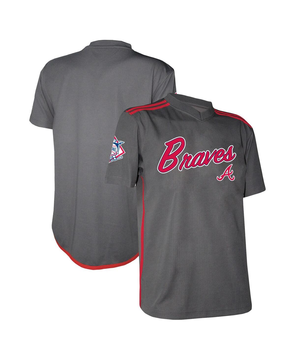 Stitches YouthAtlanta Braves Team V-Neck Jersey - Charcoal, Red