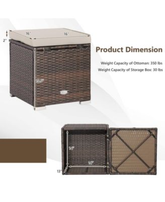 2 Pieces Patio Ottoman with Hidden Storage Space