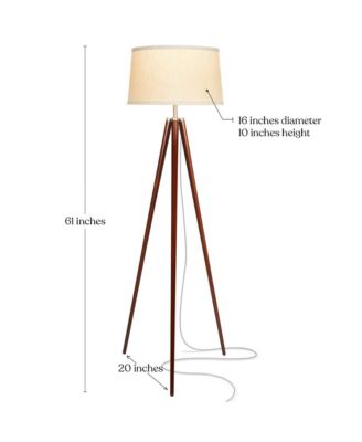 Emma 61" LED Contemporary Tripod Floor Lamp with Wooden Legs