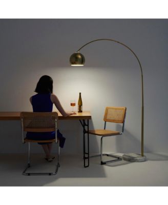 Olivia LED Contemporary Arc Floor Lamp with Heavy-Weighted Marble Base (75"), Bulb Included