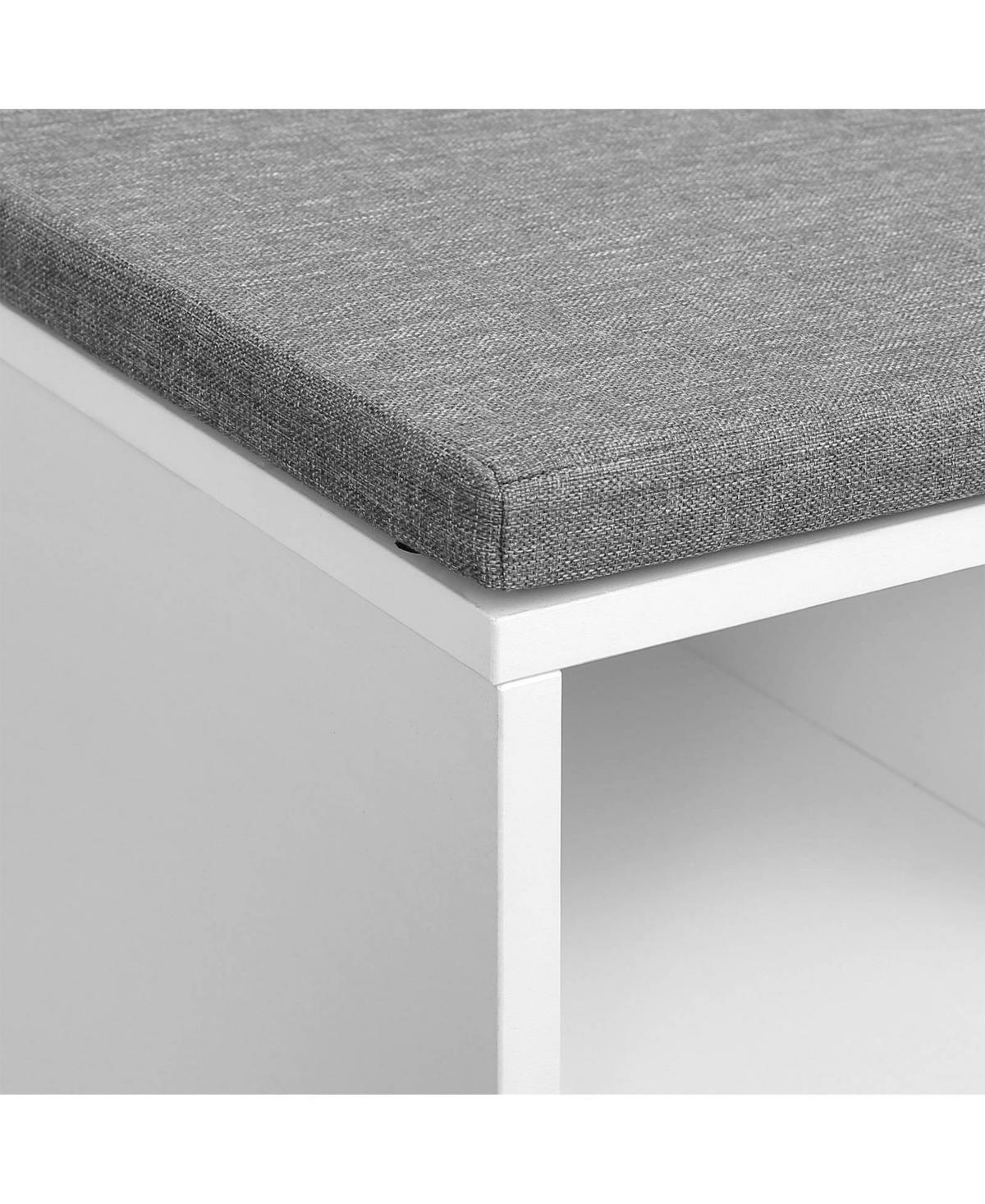Slickblue Cubbie Shoe Cabinet Storage Bench with Cushion, Adjustable Shelves,- White