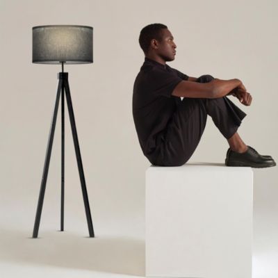 Eden 58" LED Traditional Tripod Floor Lamp with Fabric Drum Shade
