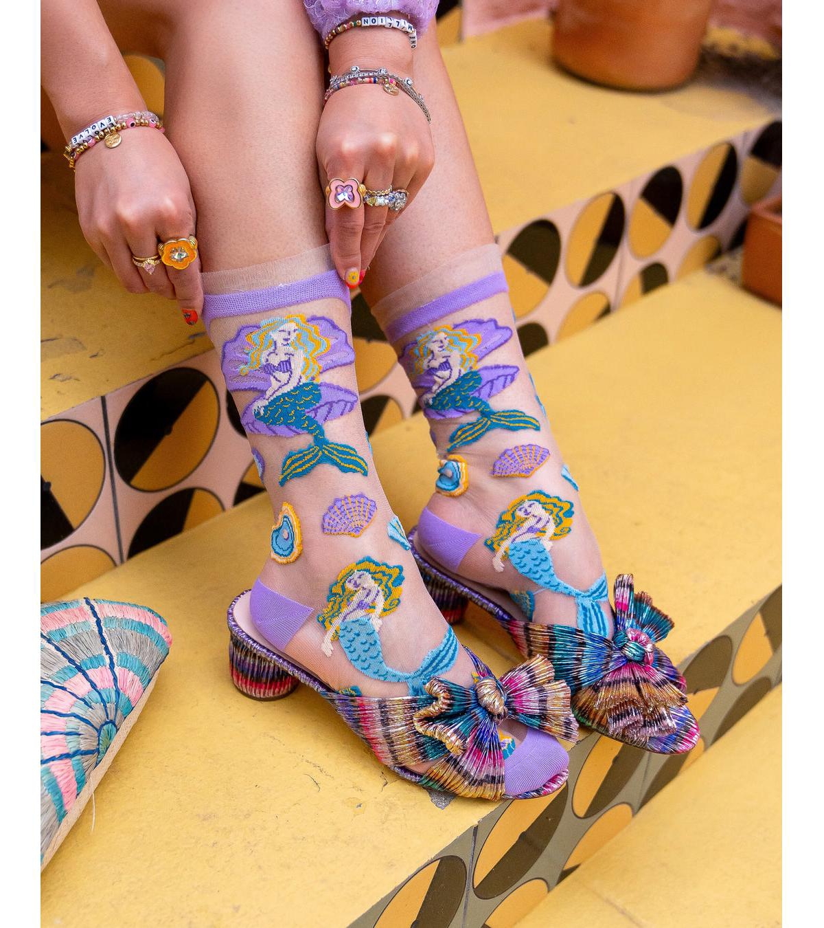Shop Sock Candy Women's Whimsical Mermaid Ruffle Sheer Sock
