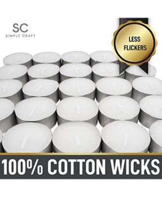 100 Pack Smokeless Unscented Long Burning Tea Lights Candles for Home