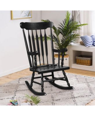 Rocking Chair with Solid Wooden Frame for Garden and Patio