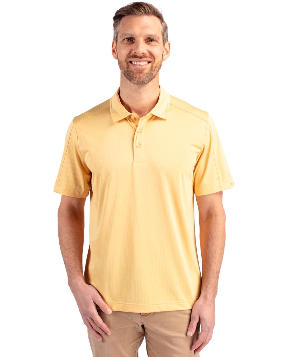 Prospect Textured Stretch Mens Short Sleeve Polo Shirt - Desert