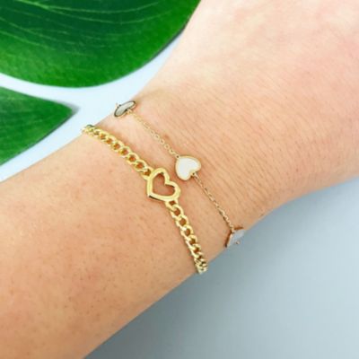 Curb Heart Bracelet 14K Gold