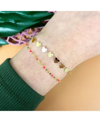 Gold Mirrored Heart Bracelet 14K Gold