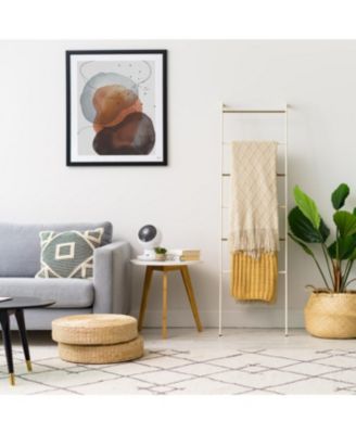 USA Free-Standing Clothing Rack, Clothes Organizer, Ladder Style, Metal Garment Rack, White