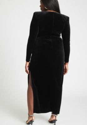 Women's Plus Size Velvet Tie Waist Gown