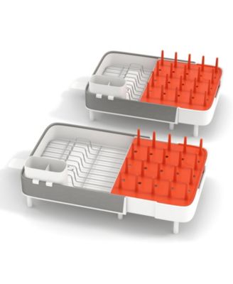 Expandable Dish Drying Rack Adjustable Dual-Part Dish Drainer with Detachable Utensil Holder