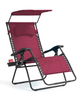 SUGIFT Folding Recliner Lounge Chair with Shade Canopy Cup Holder