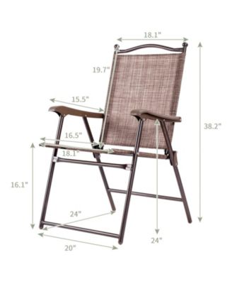 Set of 2 Patio Folding Sling Back Camping Deck Chairs