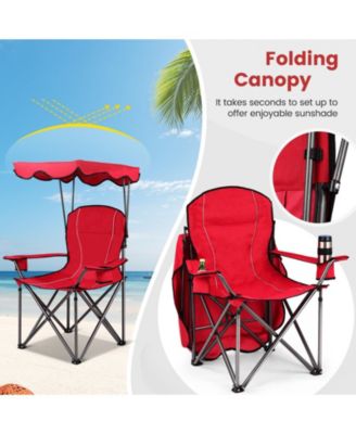 Portable Folding Beach Canopy Chair with Cup Holders