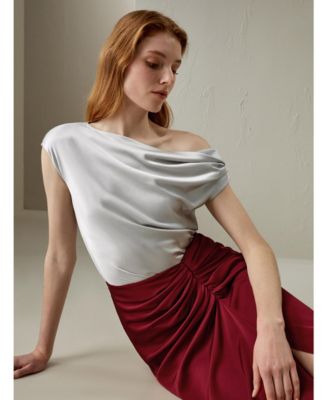 Women's Boat Neck Silk Top