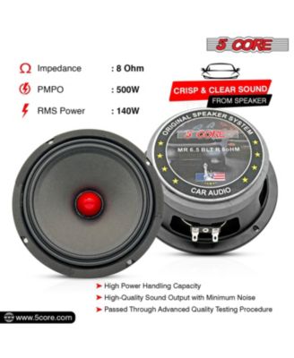6.5 inch Car Speakers & Tweeters Combo/ 2 Mid Range Speakers| 8Ohm, 2 Premium Tweeters - MR6.5-8oHMX2PCS+TW-180X2PCS