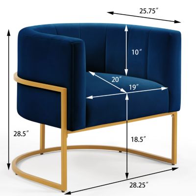  Navy Velvet Accent Chair with Gold Stand
