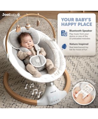 Nova Nature Baby Swing for Newborns – Natural Wood Toys, Electric Motorized Infant Swing, Bluetooth Music