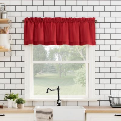 Martine Microfiber Semi-Sheer Rod Pocket Kitchen Curtain Valance and Tiers Set