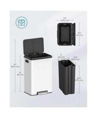 Kitchen Trash Can, 10.5-Gallon Garbage Can with Lid and Wide Foot Pedal, Soft Close and Stays Open