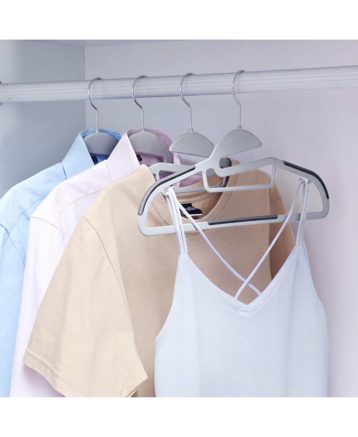 Slickblue Plastic Hangers Space Saving Clothes Hangers, Heavy Duty, S-shaped Opening, 50 Pieces