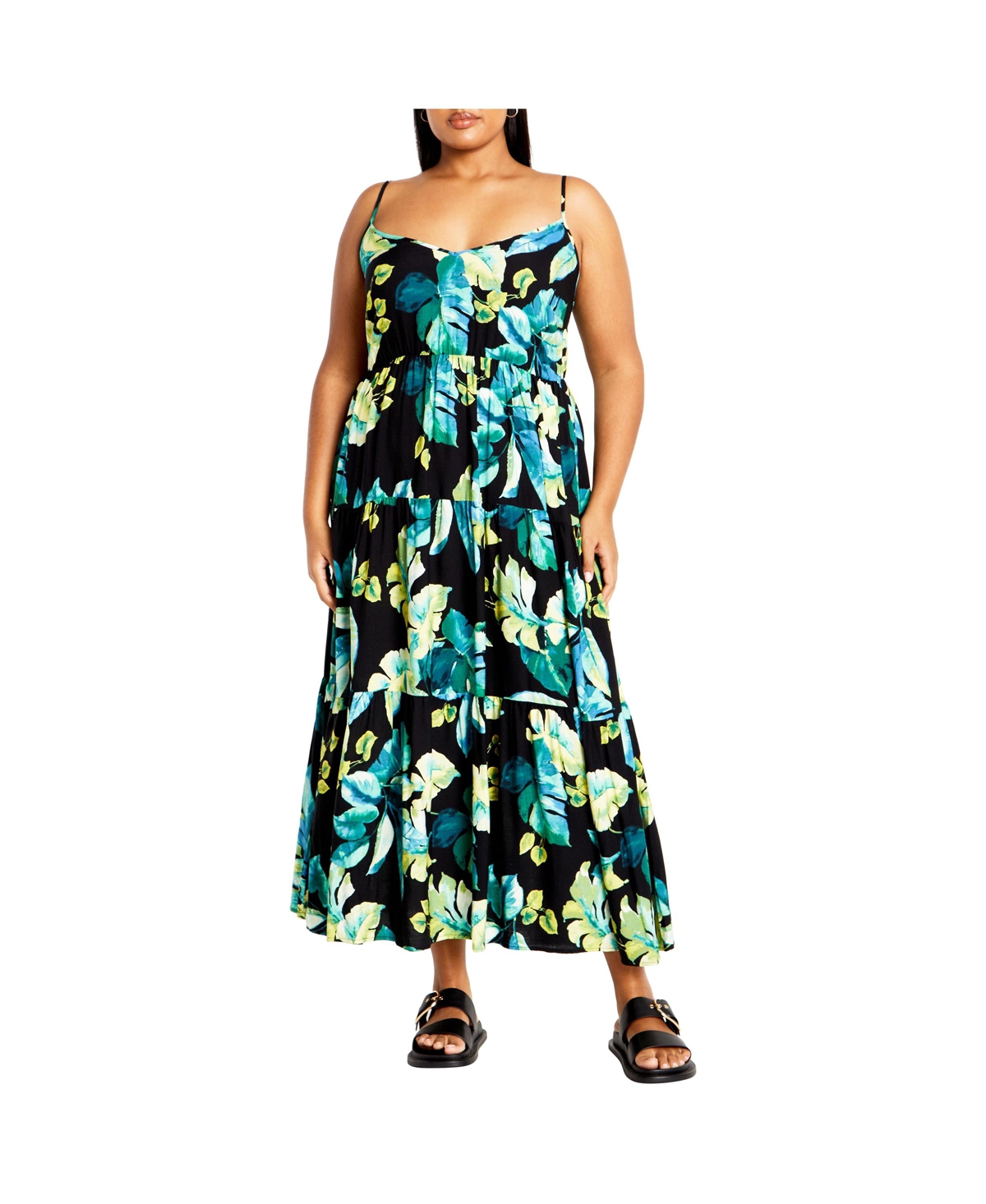 Plus Size Oasis Print Maxi Dress - Tropical oasis