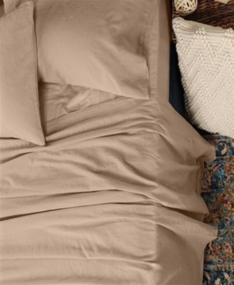 Cotton Linen Blend Deep Pocket 4-Piece Bed Sheet Set, Queen