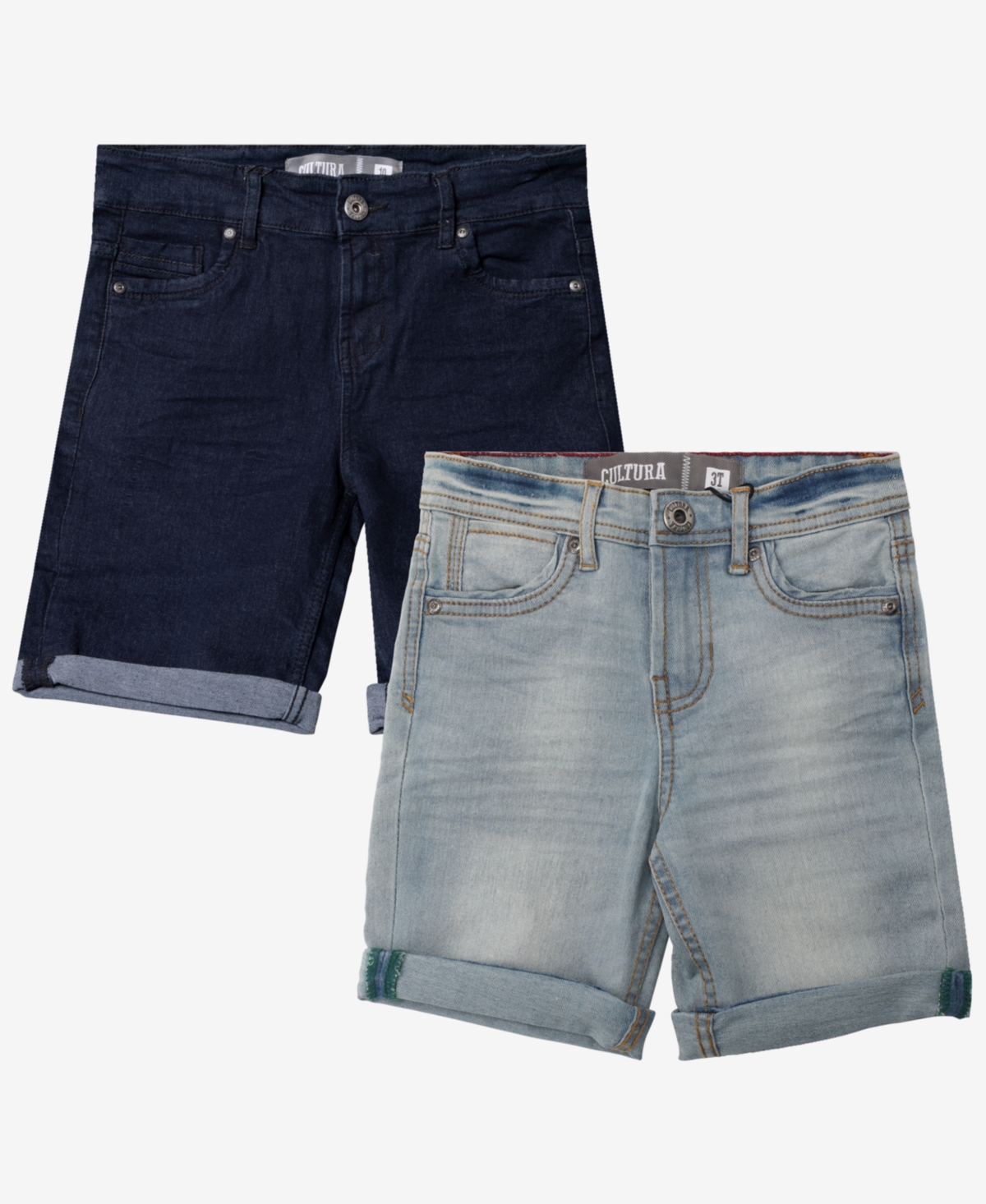 Cultura Big Boys Roll-Up Denim Shorts 2-Pack -light blue