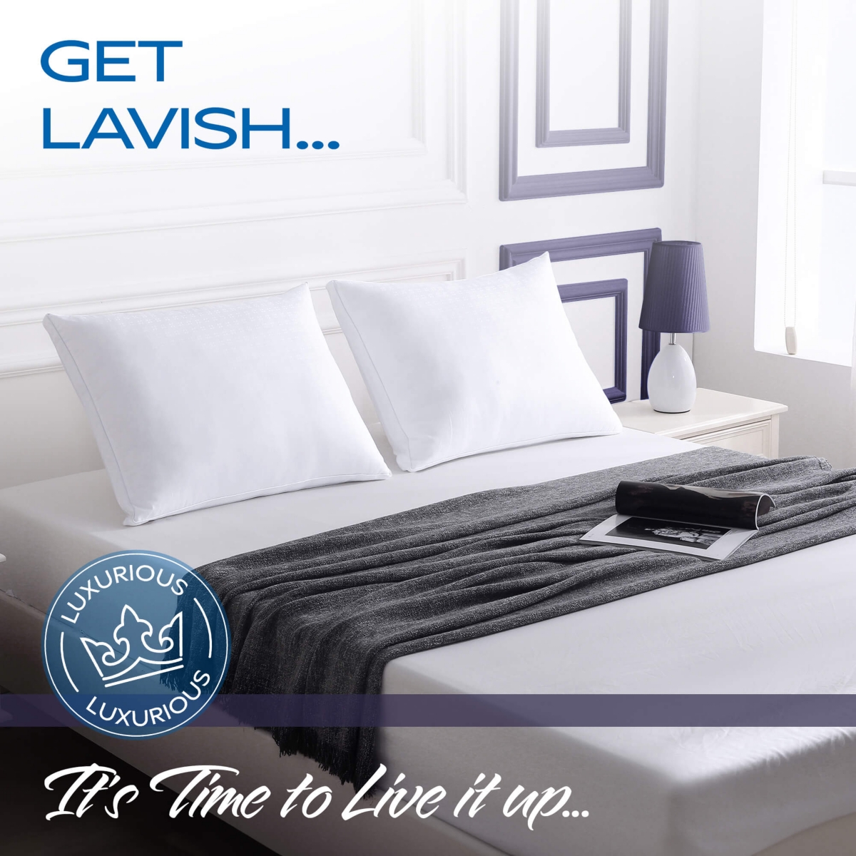 Maxi 100% Cotton Down Alternative Vacuum Packed Pillows –(2 Pack) - White