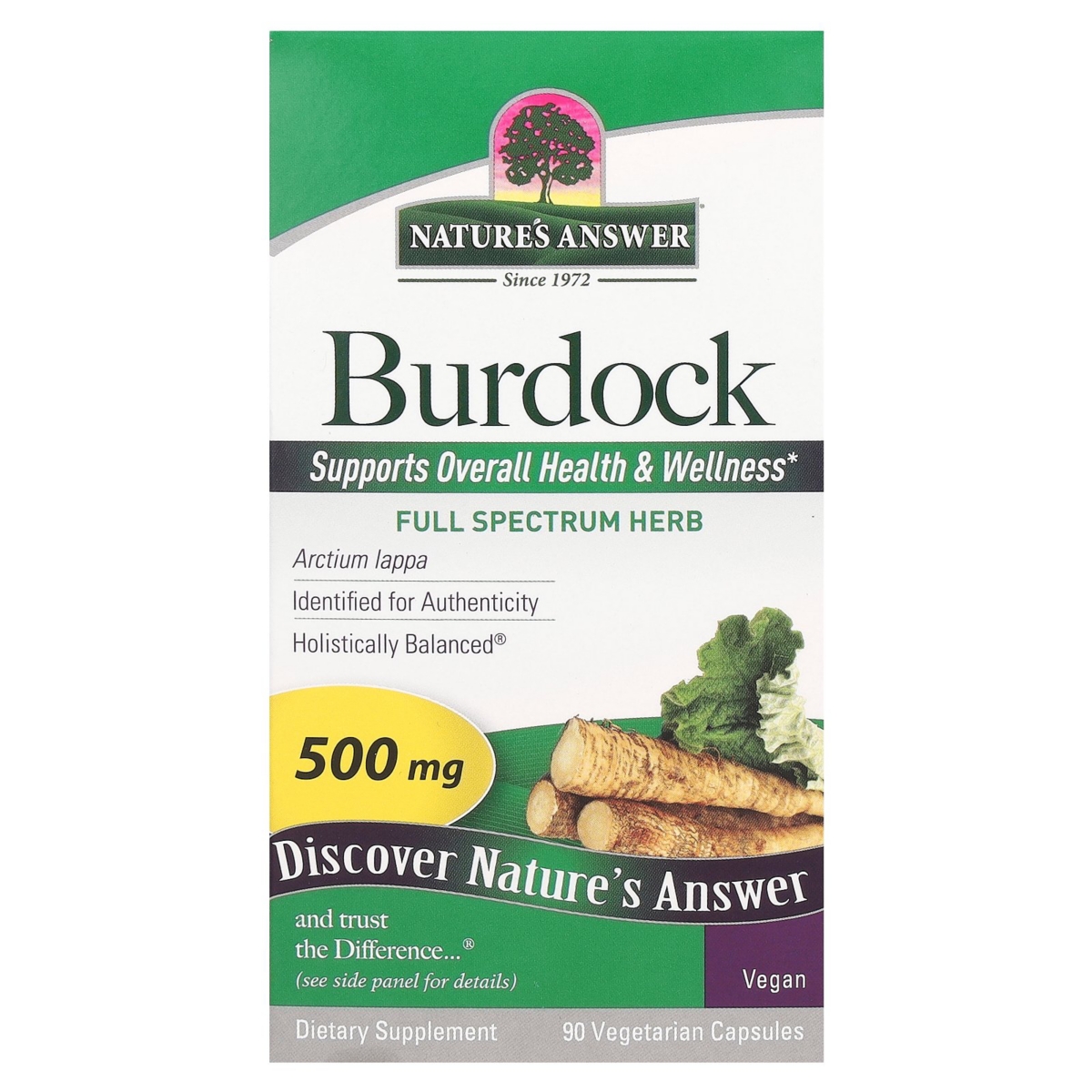 Burdock 500 mg - 90 Vegetarian Capsules - Assorted Pre-pack (See Table 9