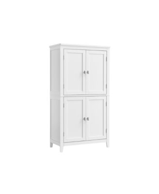 Bathroom Floor Cabinet with Adjustable Shelves for Towels and Toiletries