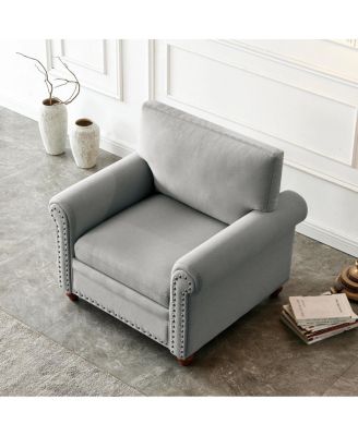 Living Room Sofa Single Seat Chair With Wood Leg Fabric