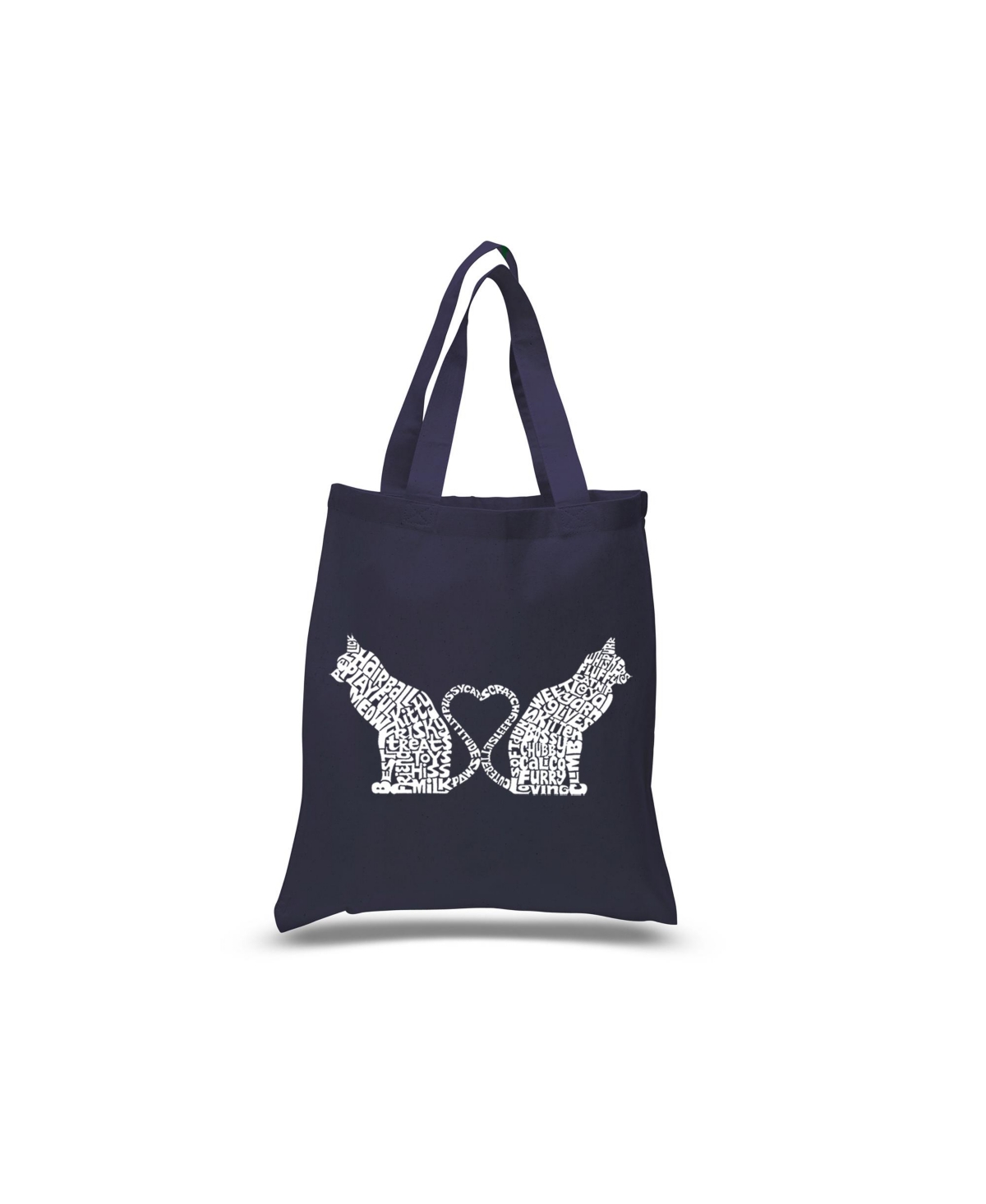 Cat Tail Hearts - Small Word Art Tote Bag - Sapphire
