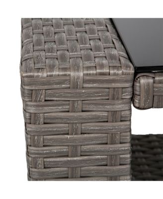 4 Piece Outdoor Wicker Rattan Conversation Sofa set with Coffee table