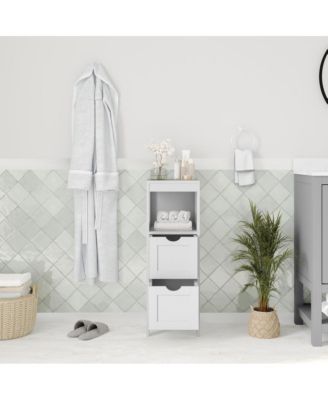 Delilah 2 Drawer Bathroom Storage Cabinet Organizer With Open Display Shelf