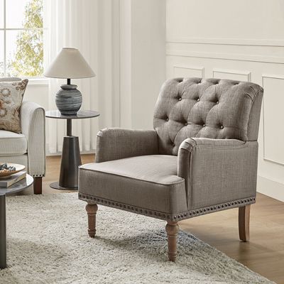 Mcgavock Traditional Wooden Upholstered Accent Chair with Tufted Back