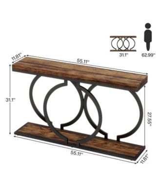 Industrial Console Table, 55 inch Wood Entryway Table Narrow Long Sofa Table, Rustic Accent Table