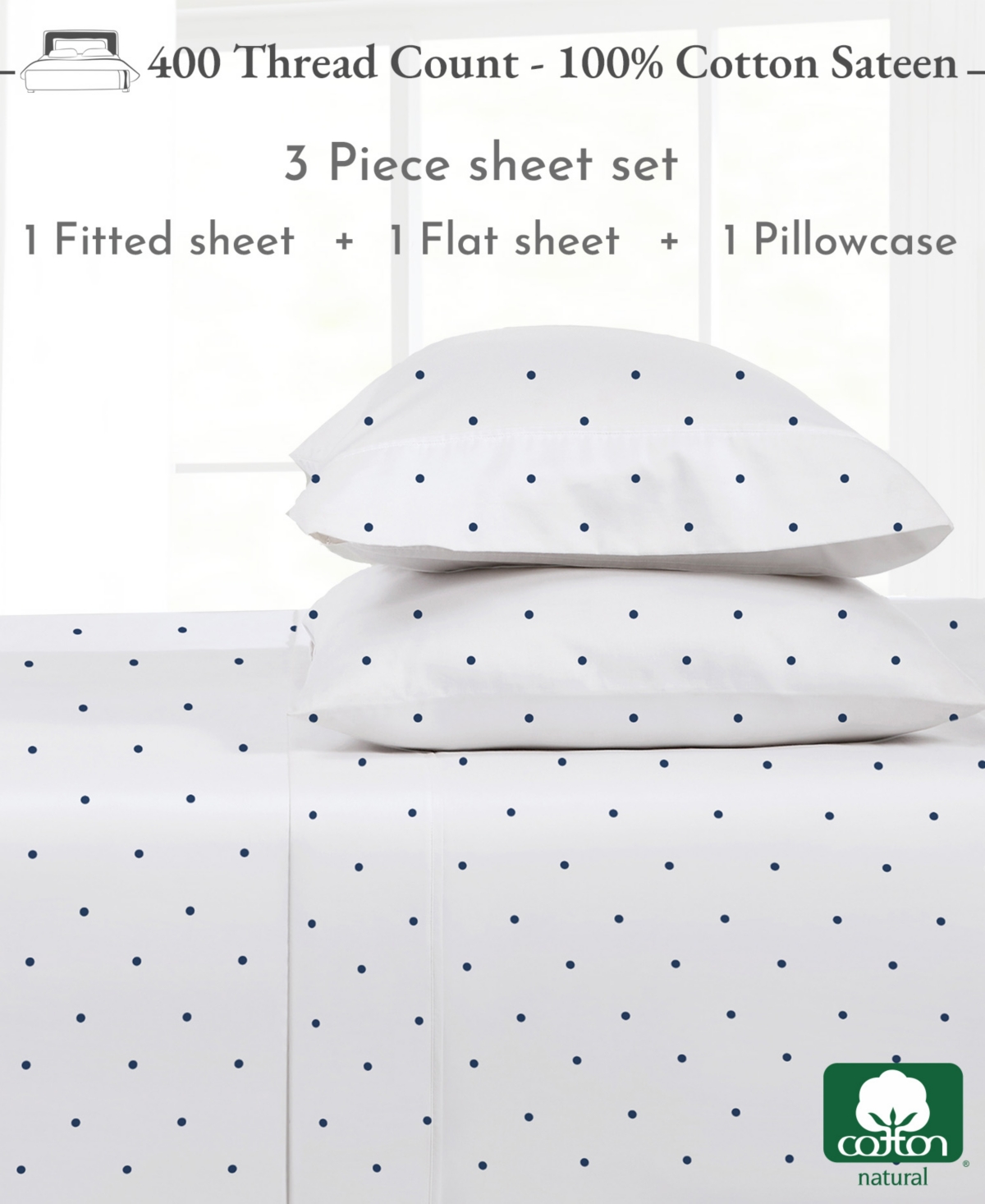 California Design 400 Thread Count 100% Cotton Printed Sheet Set - California Design Den