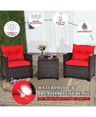 SUGIFT 3 Pieces Rattan Patio Furniture Set with Washable Cushion