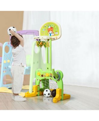 SUGIFT 6-in-1 Climber Swing Basketball Hoop Football Gate