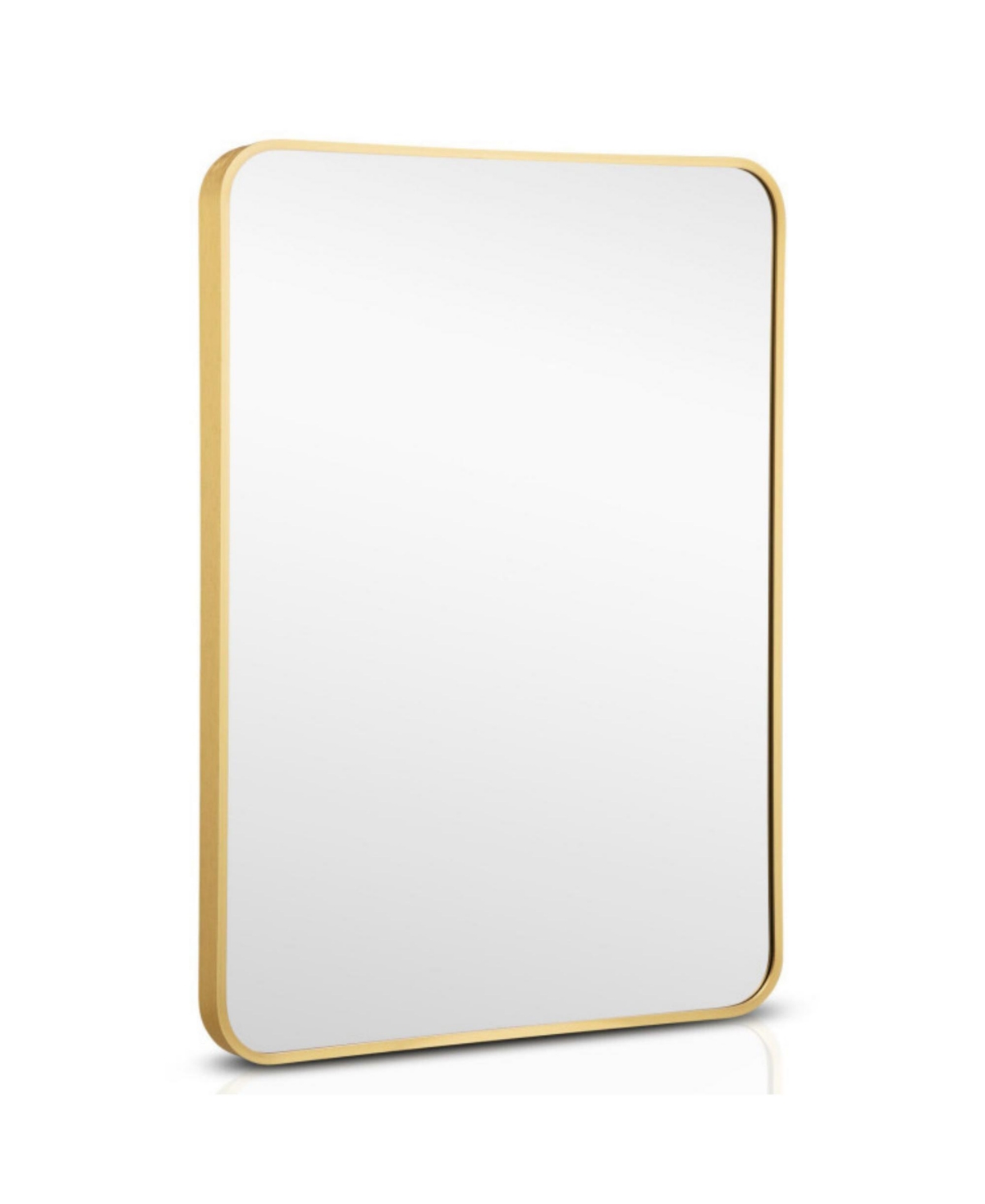 Metal Framed Bathroom Mirror with Rounded Corners - Gold