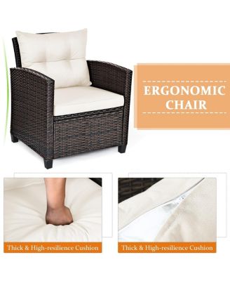 SUGIFT 3 Pieces Rattan Patio Furniture Set with Washable Cushion